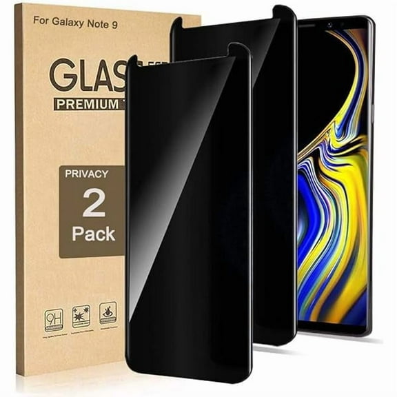 (2 Pack Galaxy Note 9 Screen Protector Privacy Tempered Glass, 3D Curved Edge [Not Full Coverage] Easy Install Anti Spy/Scratch 9H Hardness Case Friendly Shield Compatible Note 9