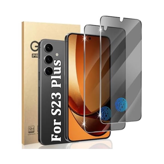 (2 Pack) Galaxy S23 Plus Privacy Screen Protector Tempered Glass, 9H Hardness 2D Curved Full Coverage Bubble Free Support Fingerprint, For Samsung Galaxy S23 Plus 6.7 Inch