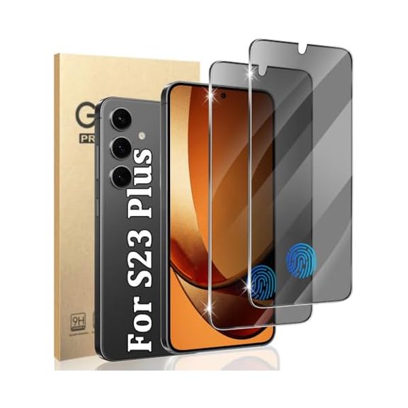 (2 Pack) Galaxy S23 Plus Privacy Screen Protector Tempered Glass, 9H Hardness 2D Curved Full Coverage Bubble Free Support Fingerprint, For Samsung Galaxy S23 Plus 6.7 Inch