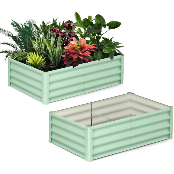 2 Pack Galvanized Raised Garden Bed Kit, Galvanized Planter Raised Garden Boxes Outdoor, Oval Metal Raised Garden Beds for Vegetables