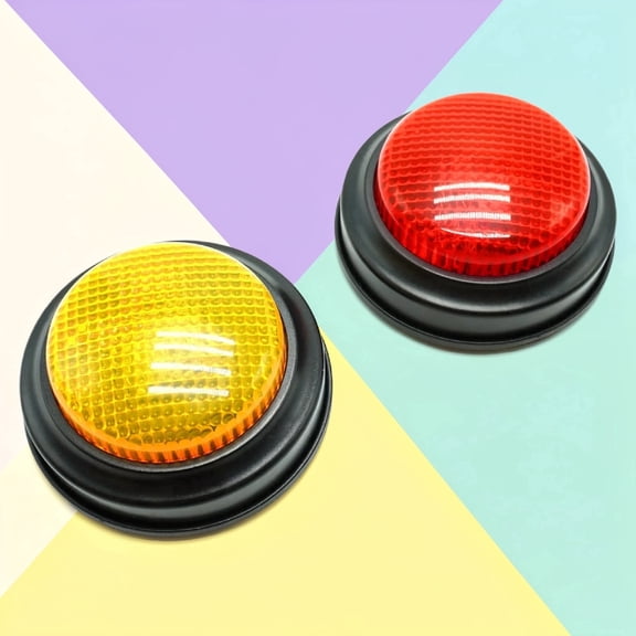2-Pack Game Buzzers - Super Bright 4-LEDs, Unique Sounds, Compact Portable & Lock Switch - Trivia Buzzer System for Classroom, Jeopardy, Family Feud (Buzzers for Trivia Games)