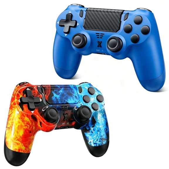 2 Pack Gaming Controller Compatible with P-3/P-4/PC, Wireless Controller Gamepad with Motion Controller & Dual Vibration & Wake-Up Function