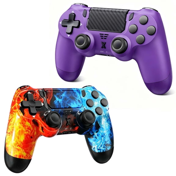2 Pack Gaming Controller Compatible with P-3/P-4/PC, Wireless Controller Gamepad with Motion Controller & Dual Vibration & Wake-Up Function