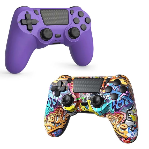 2 Pack Gaming Controller Compatible with P-3/P-4/PC, Wireless Controller Gamepad with Motion Controller & Dual Vibration & Wake-Up Function