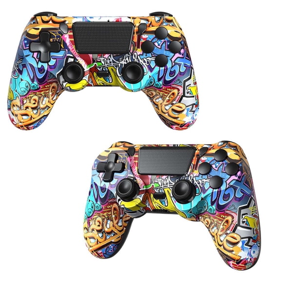 2 Pack Gaming Controller Compatible with P-3/P-4/PC, Wireless Controller Gamepad with Motion Controller & Dual Vibration & Wake-Up Function