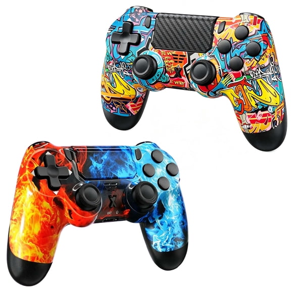 2 Pack Gaming Controller Compatible with P-3/P-4/PC, Wireless Controller Gamepad with Motion Controller & Dual Vibration & Wake-Up Function