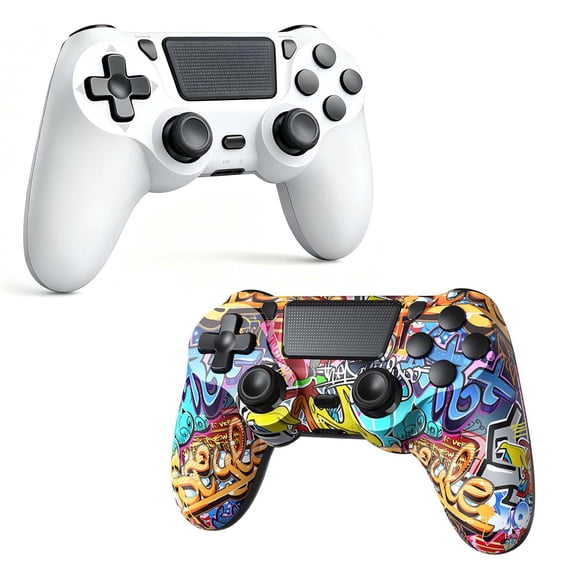 2 Pack Gaming Controller Compatible with P-3/P-4/PC, Wireless Controller Gamepad with Motion Controller & Dual Vibration & Wake-Up Function