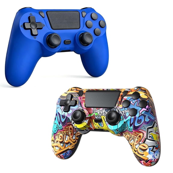2 Pack Gaming Controller Compatible with P-3/P-4/PC, Wireless Controller Gamepad with Motion Controller & Dual Vibration & Wake-Up Function