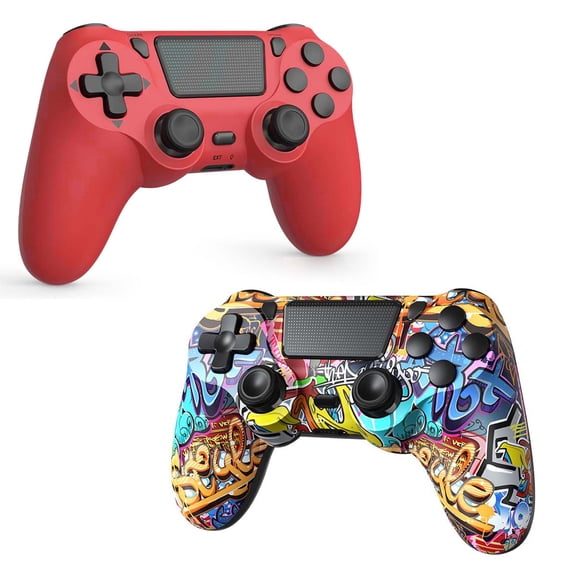 2 Pack Gaming Controller Compatible with P-3/P-4/PC, Wireless Controller Gamepad with Motion Controller & Dual Vibration & Wake-Up Function