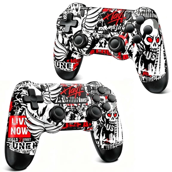 2 Pack Gaming Controller for P-4/Slim/Pro & PC, Wireless Controller with Dual Vibration & 6-Asix Gyro Motion Control