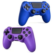 2 Pack Gaming Controller for P4/Slim/Pro & PC, Wireless Controller with Dual Vibration & 6-Asix Gyro Motion Control - Blue & Purple