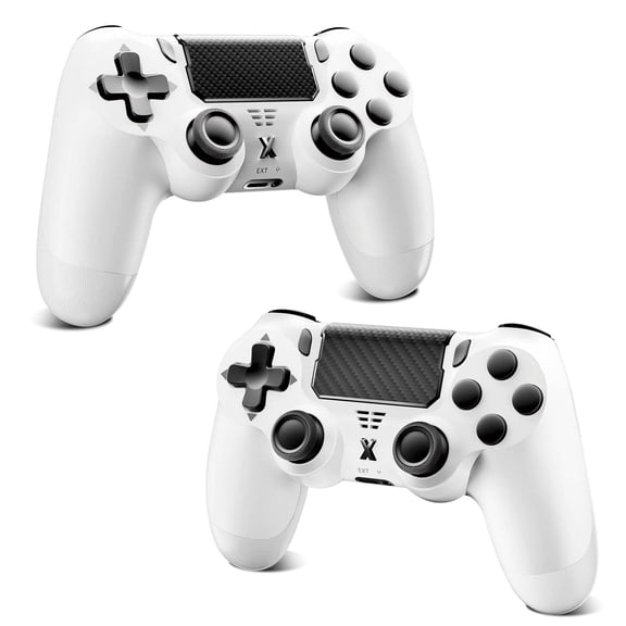 2 Pack Gaming Controller for P-4/Slim/Pro & PC, Wireless Controller with Dual Vibration & 6-Asix Gyro Motion Control - White