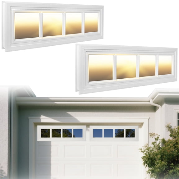 42 x 13.8 Inch 2 Pack Garage Door Window Inserts, Replacement Vinyl Window Inserts with UV Resistant Transparent Acrylic Panel for Garage Doors