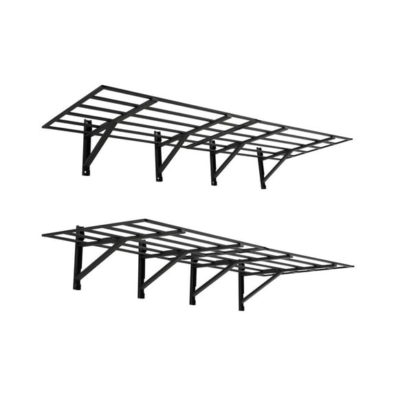 2 Pack Garage Storage Shelving Wall Mounted,1600 Lbs Heavy Duty Sturdy Storage Shelves, Warehouse Racks Folding Storage Tool Shelves for Garage, Warehouse, Laundry, 2x6ft, Black