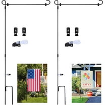 2 Pack Garden Flag Stand Metal Garden Flag Pole Holder with Garden Flag Stopper and Anti-Wind Clip for Outdoor Decorative Flag Garden Lawn Yard Flag(34.3" H x 15" W)