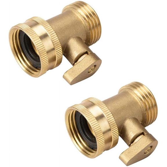 2 Pack Garden Hose Brass Shut Off Valve, 3/4'' Thread Heavy Duty Water Hose Connector Shutoff Ball Valve Faucet Hose Adapter