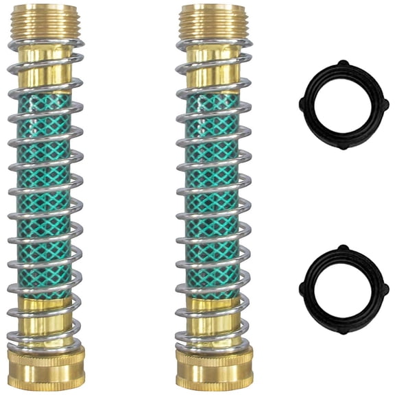 2 Pack Garden Hose Protector, 3/4" Thread Kink-Free Hose Extension Adapter, Heavy Duty Brass Connector