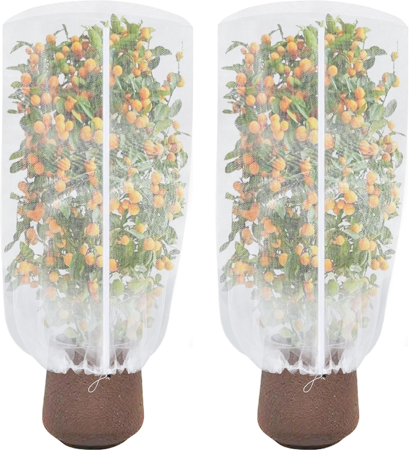 2 Pack Garden Netting for Plant, 2.7x3.3ft Round Top Bird Netting Pest Barrier Mesh with Zipper and Drawstring, Plant Cover Bag for Blueberry Bushes, Small Fruit Tree and Vegetables