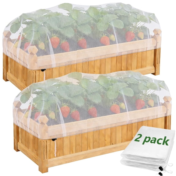 2 Pack Garden Netting for Raised Beds, 6x3 Ft Raised Bed Plant Covers for Garden Protection, Fine Mesh Bird Netting Pest Barrier Screen with Drawstring for Protecting Vegetables Fruits Crops