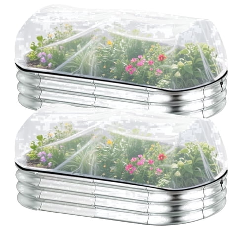Saburrnity 2-Pack Garden Netting for Raised Beds, Bird Netting Pest Barrier - Rectangular Plant Covers with Drawstring for Vegetable Protection