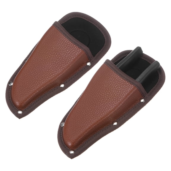 2-Pack Garden Pruner Sheath, Portable PU Leather Pruning shears Hanging Pouch Plier Holder for Belt [Red-Brown]