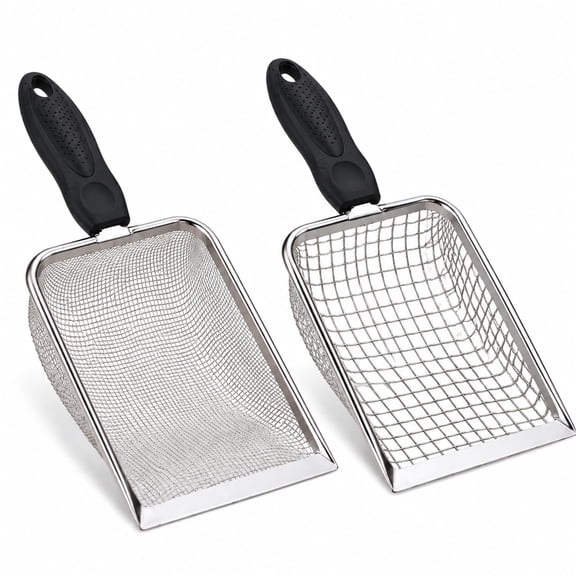 2 Pack Garden Soil Sifter with Handle, 2mm and 5mm Stainless Steel Mesh Compost Sieve, Sand Soil Separator Shovel Tool for Gardening, Dirt Rock Filter