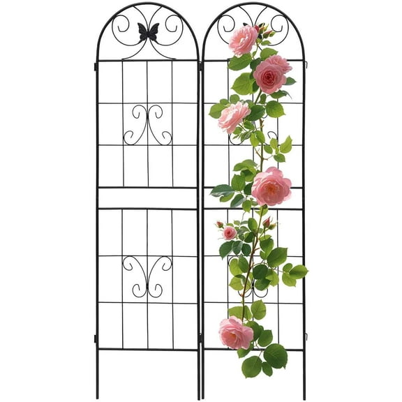2 Pack Garden Trellis for Climbing 86.7'' x 19.7'',Black Metal Garden Trellis,Heavy Duty Rustproof Trellis for Rose Vine Vegetable