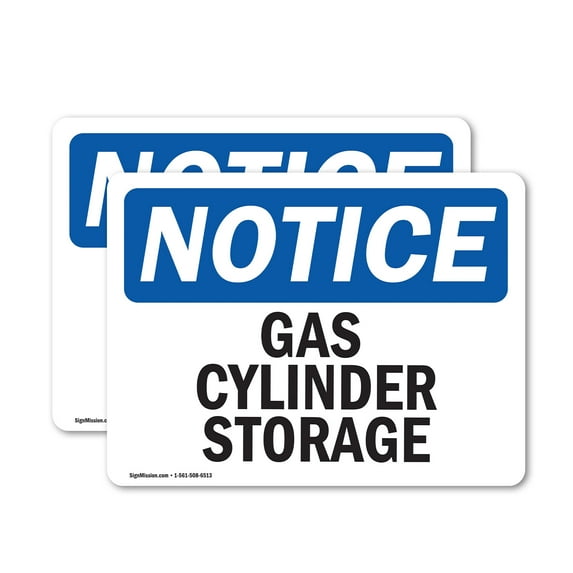 (2 Pack) Gas Cylinder Storage OSHA Notice Sign 10 Inch X 7 Inch Vinyl Label Decal Sticker Weather Resistant, UV Protected for Workplace, Business, and Construction Site, Made in the USA