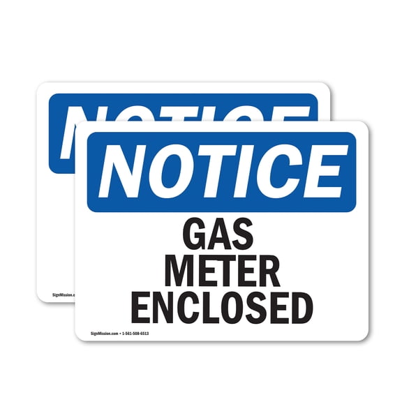 (2 Pack) Gas Meter Enclosed OSHA Notice Sign 18 Inch X 12 Inch Vinyl Label Decal Sticker Weather Resistant, UV Protected for Workplace, Business, and Construction Site, Made in the USA