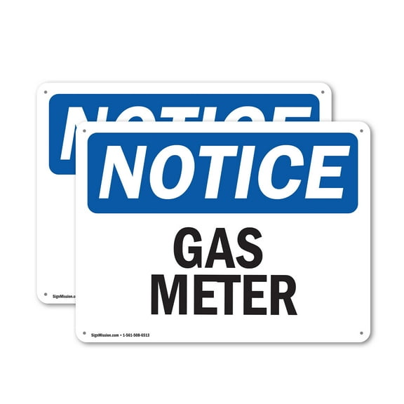 (2 Pack) Gas Meter OSHA Notice Sign 10 Inch X 7 Inch Plastic Sign, Weather Resistant, UV Protected for Workplace, Business, and Construction Site, Made in the USA