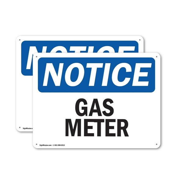 (2 Pack) Gas Meter OSHA Notice Sign 18 Inch X 12 Inch Indoor / Outdoor Rust-Free Aluminum Metal Signs for Workplace, Workshop, and Construction Site, Made in the USA