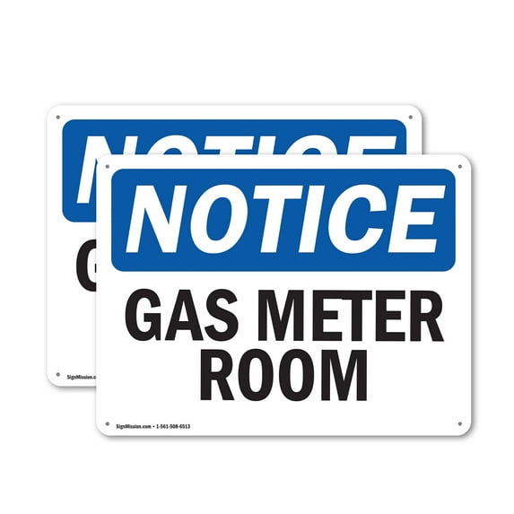 (2 Pack) Gas Meter Room OSHA Notice Sign 14 Inch X 10 Inch Plastic Sign, Weather Resistant, UV Protected for Workplace, Business, and Construction Site, Made in the USA
