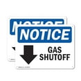 thumbnail image 1 of (2 Pack) Gas Shutoff [Down Arrow] OSHA Notice Sign 10 Inch X 7 Inch Indoor / Outdoor Rust-Free Aluminum Metal Signs for Workplace, Workshop, and Construction Site, Made in the USA, 1 of 8