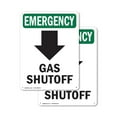thumbnail image 1 of (2 Pack) Gas Shutoff [Down Arrow] With Symbol OSHA Emergency Sign 18 Inch X 24 Inch Plastic Sign, Weather Resistant, UV Protected for Workplace, Business, and Construction Site, Made in the USA, 1 of 8