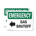 thumbnail image 1 of (2 Pack) Gas Shutoff [Left Arrow] With Symbol OSHA Emergency Sign 14 Inch X 10 Inch Indoor / Outdoor Rust-Free Aluminum Metal Signs for Workplace, Workshop, and Construction Site, Made, 1 of 8