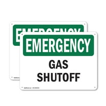 (2 Pack) Gas Shutoff OSHA Emergency Sign 14 Inch X 10 Inch Plastic Sign, Weather Resistant, UV Protected for Workplace, Business, and Construction Site, Made in the USA