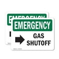 thumbnail image 1 of (2 Pack) Gas Shutoff [Right Arrow] With Symbol OSHA Emergency Sign, 1 of 7