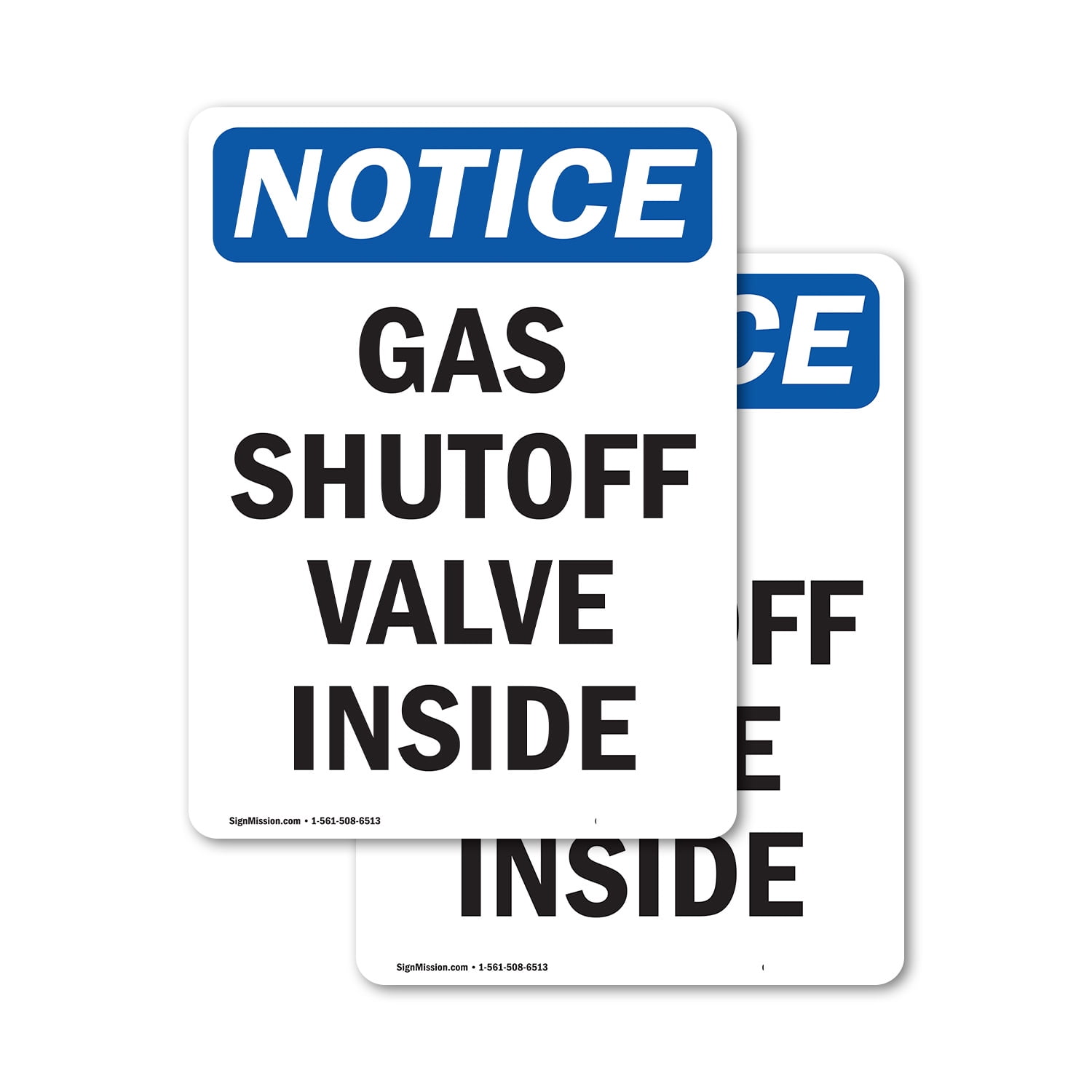 (2 Pack) Gas Shutoff Valve Inside OSHA Notice Sign 7 Inch X 10 Inch ...