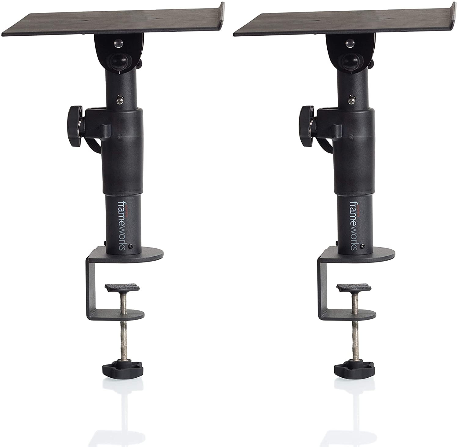 Adjustable Black Steel Clamp-On Studio Monitor Stands - Pair