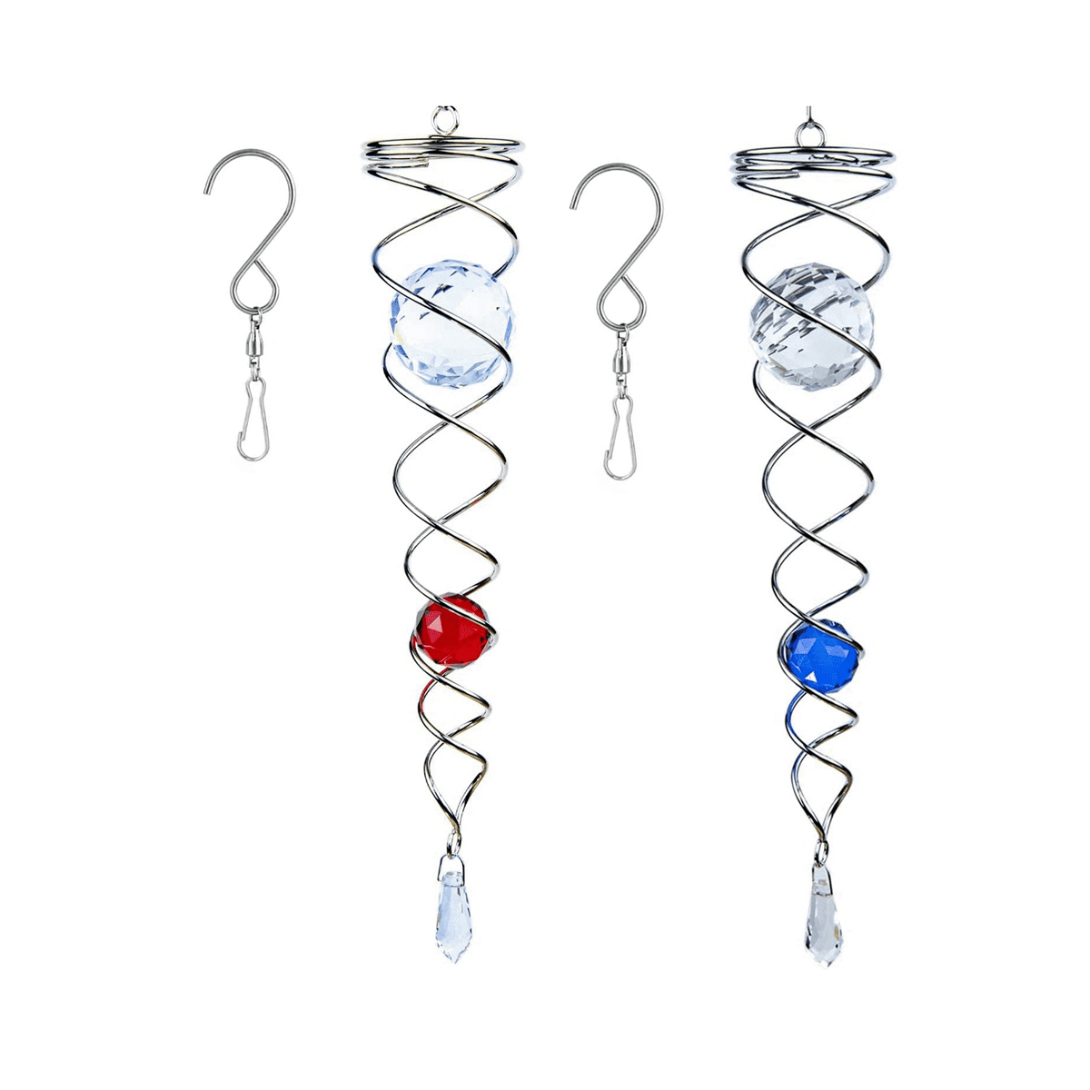 2 Pack Gazing Ball Spiral Tail Wind Spinner Stabilizer Garden Spiral