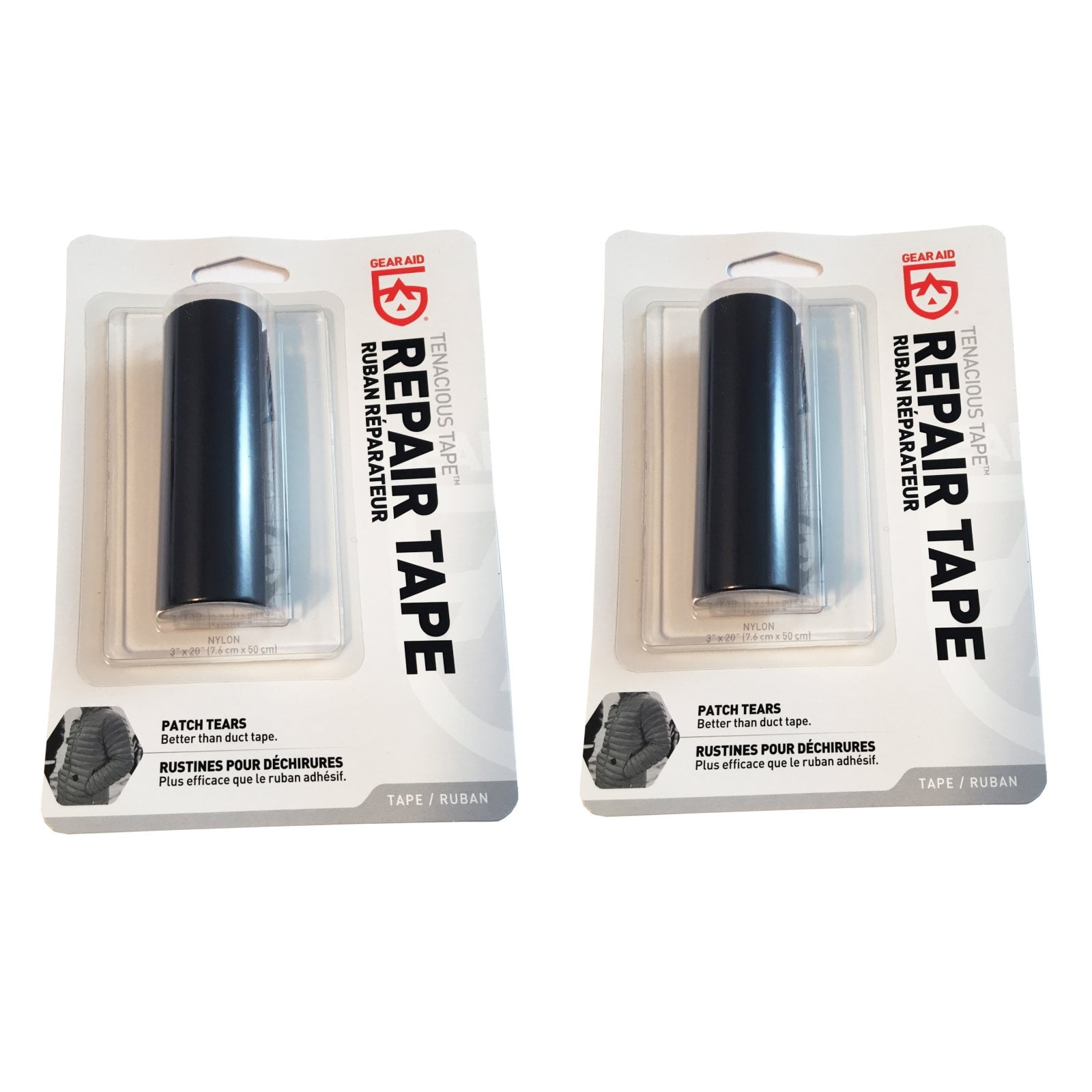 2 Pack) Gear Aid Tenacious Tape Fabric Repair Tape Black 