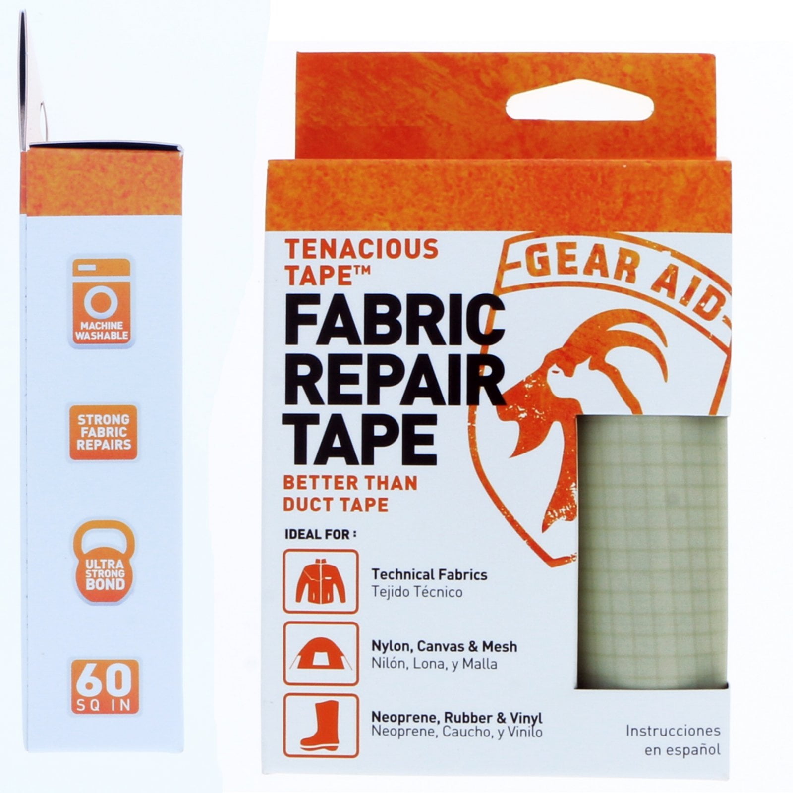 (2 Pack) Gear Aid Tenacious Tape Ultra Strong Fabric Repair Tape Platinum