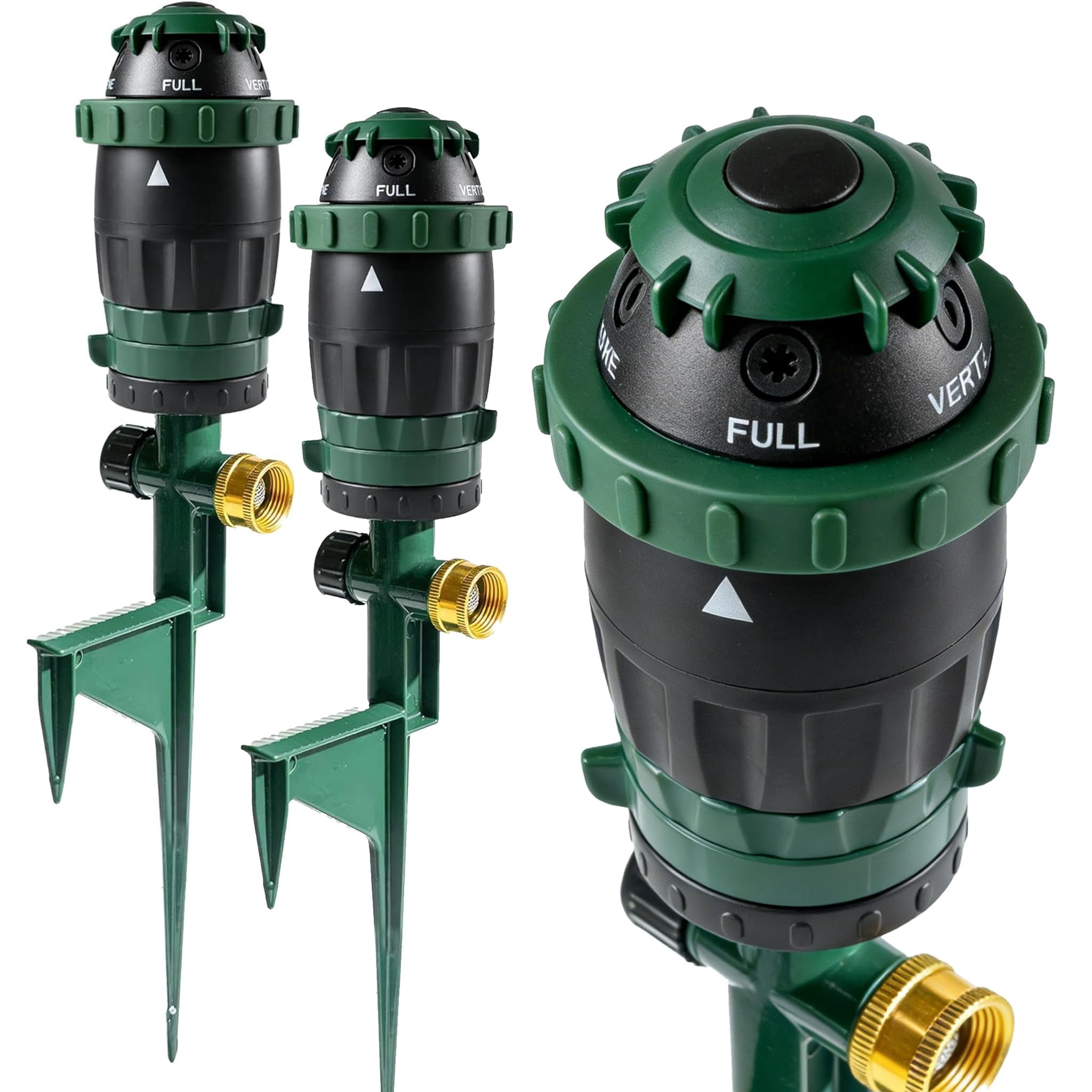2 Pack Gear Drive Sprinkler For Yard  Heavy Duty 5-pattern 360 Degree Rotary Water With Spike Base Durable Lawn 3/4 Inch Adapters Large Area Garden