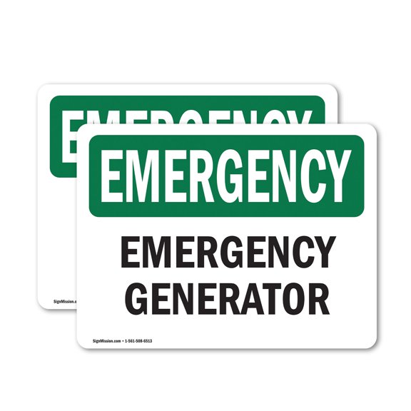 (2 Pack) Generator OSHA Emergency Sign 5 Inch X 3.5 Inch Vinyl Label Decal Sticker Weather Resistant, UV Protected for Workplace, Business, and Construction Site, Made in the USA