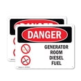 thumbnail image 1 of (2 Pack) Generator Room Diesel Fuel OSHA Danger Sign 18 Inch X 12 Inch Plastic Sign, Weather Resistant, UV Protected for Workplace, Business, and Construction Site, Made in the USA, 1 of 8