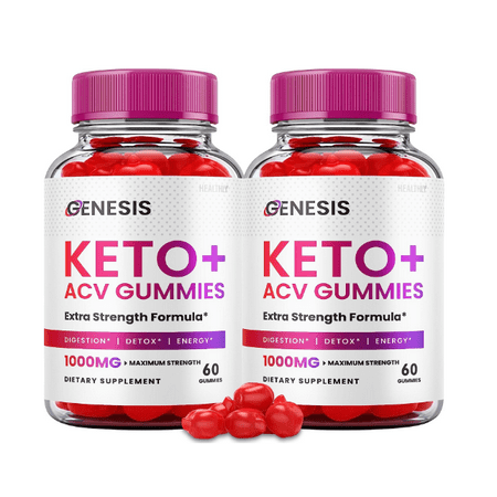 (2 Pack) Genesis Keto ACV Gummies for Weight Loss Apple Cider Vinegar (120 Gummies)
