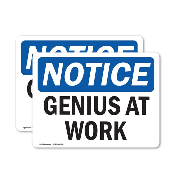 (2 Pack) Genius At Work OSHA Notice Sign 5 Inch X 3.5 Inch Vinyl Label Decal Sticker Weather Resistant, UV Protected for Workplace, Business, and Construction Site, Made in the USA