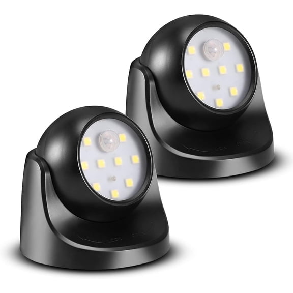 2 Pack Genreen 6000K Battery Motion Sensor Light , Outdoor Waterproof Wireless LED Battery Powered Wall Light , Auto On/Off Night Light 2 Pack Cool White