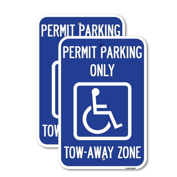 (2 Pack) Georgia ADA Handicapped Parking Sign Accessible Permit Parking Only, Tow-Away Zone with Symbol | 12" X 18" Heavy-Gauge Aluminum Sign | Rust Free Aluminum, Weather Resistant,
