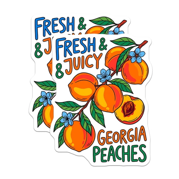 (2 Pack) Georgia Peaches Magnets - Fresh Juicy Fruit - Refrigerator Magnets - 5" On Longest Side - Premium Magnet - for Cars, Refrigerators, Toolboxes, Lockers - Made in USA - MAG18270